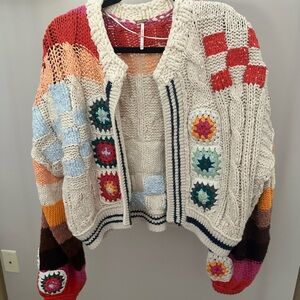 Free People Multicolor Patchwork Cardigan